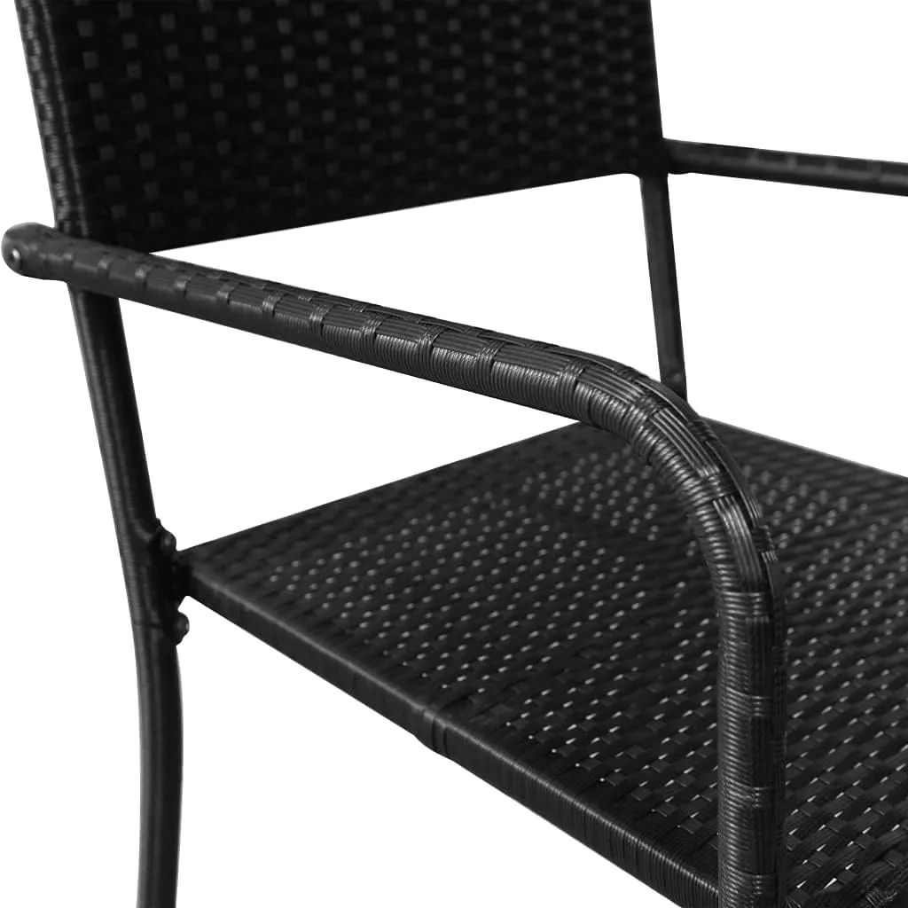 6-Piece Stackable Patio Dining Chairs Set Black PE Rattan Outdoor Chairs with Steel Frame for Garden Pool Beach Camping