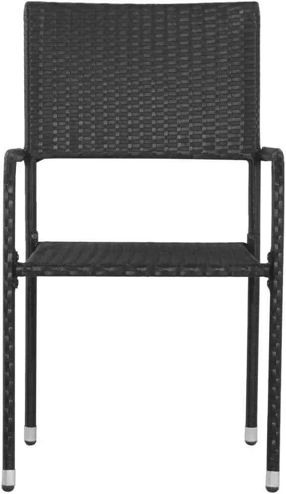 6-Piece Stackable Patio Dining Chairs Set Black PE Rattan Outdoor Chairs with Steel Frame for Garden Pool Beach Camping