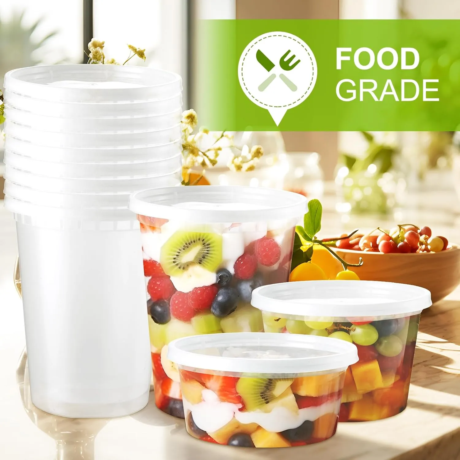 60 Set Deli-Containers-with-Lids: [8oz 16oz 32oz] Combo Plastic-Food-Storage-Containers-with-Lids, To-Go-Containers, Meal-Prep-Containers