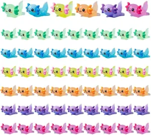 60PCS Mini Resin Axolotl Colorful Axolotl Figurines Charms Tiny Animal Figurine Cute Axolotl Cake Topper Miniature Axolotl Ornament for DIY Garden Dollhouse Birthday Party Decoration Aquarium