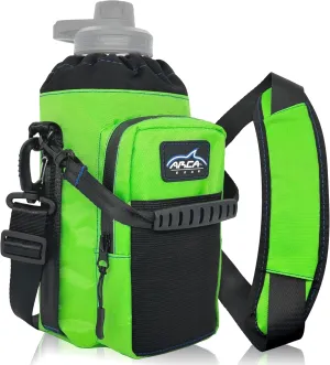 64 OZ Hydro Carrier Large - Insulated Water Bottle Sling w/Carry Handle, Shoulder Strap, Wallet and Two Pouches - The Perfect Flask Accessory