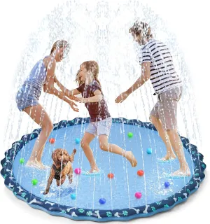 67" Non-Slip Splash Pad for Toddlers & Dogs, Extra Thick Non-Toxic PVC Material - Dog Splash Pad, Outdoor Kids Sprinkler Play Mat for Yard, Lawn, Backyard - Kids Pool Summer Water Toys