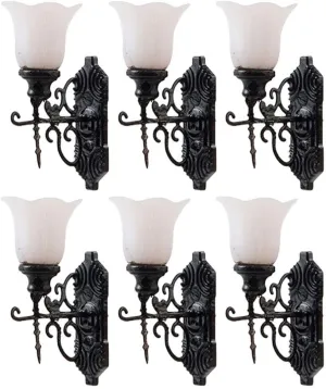 6pcs Miniature Wall Lights for Dollhouse Decor Vintage Sand Table Lamp Model Compact Warm Glow for Mini House Landscaping Stylish Design