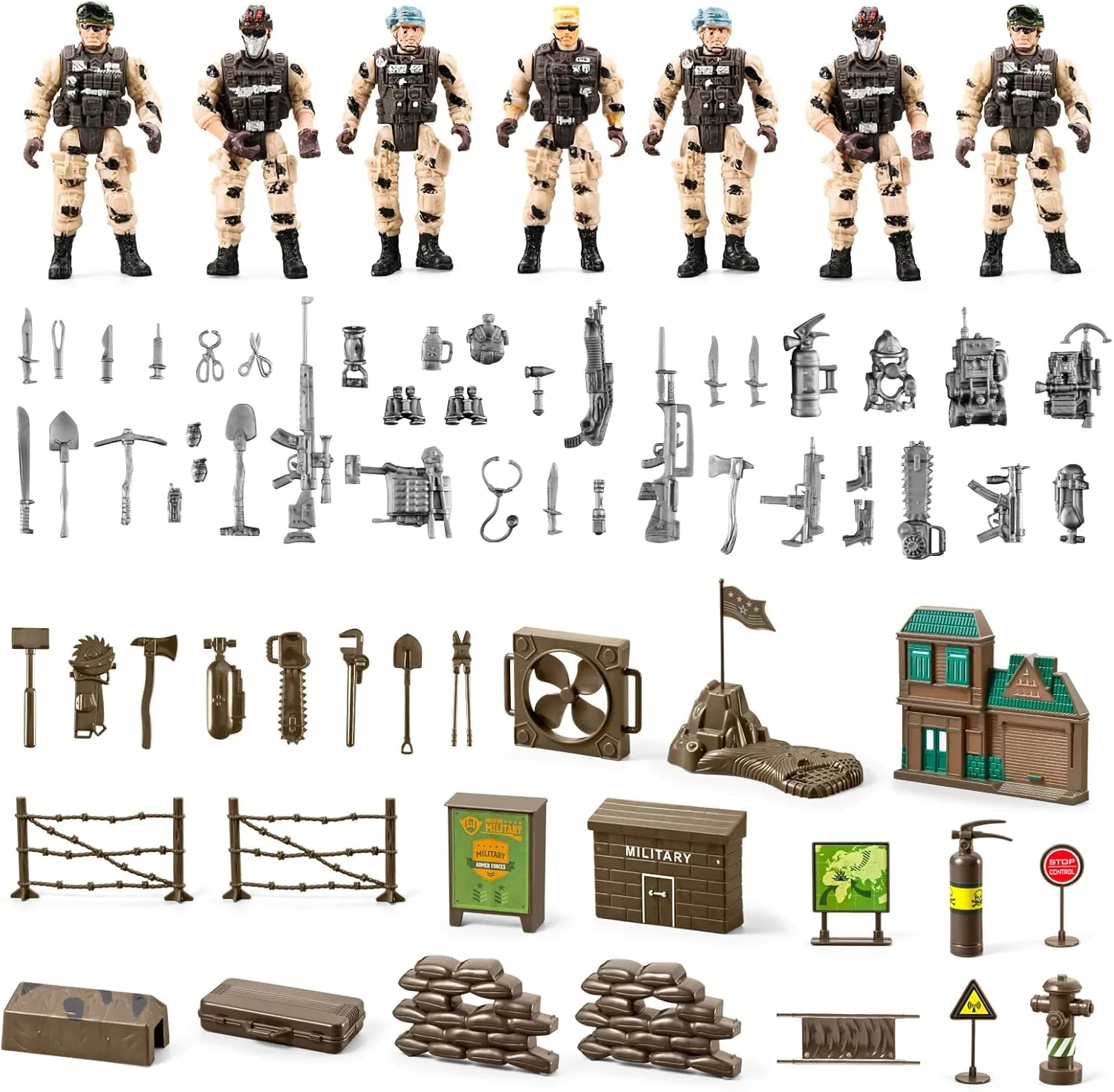 78-in-1 Army Men Boys Toys with Realistic Military Truck, Helicopter, Kayak Boat, Motorcycle, Army Men Action Figures, Weapon Gears - Fun Birthday Party Favors for Toddler Kids 4-7, 6-8, 8-12
