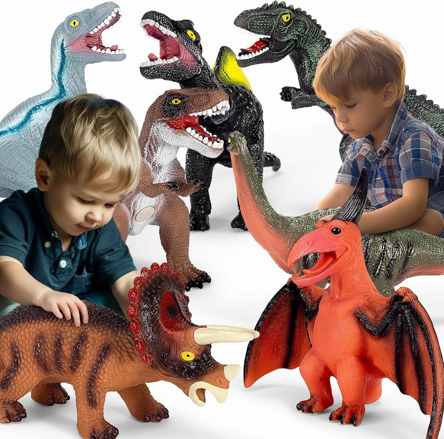 7PC Big Dinosaur Toys - Boys & Girls - Ages 3-5