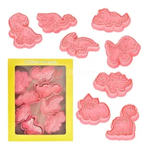 8 Piece Dinosaur Cookie Cutters, Children's 3D Fondant Biscuit Cutters| Perfect for Baking and DIY Craft Projects