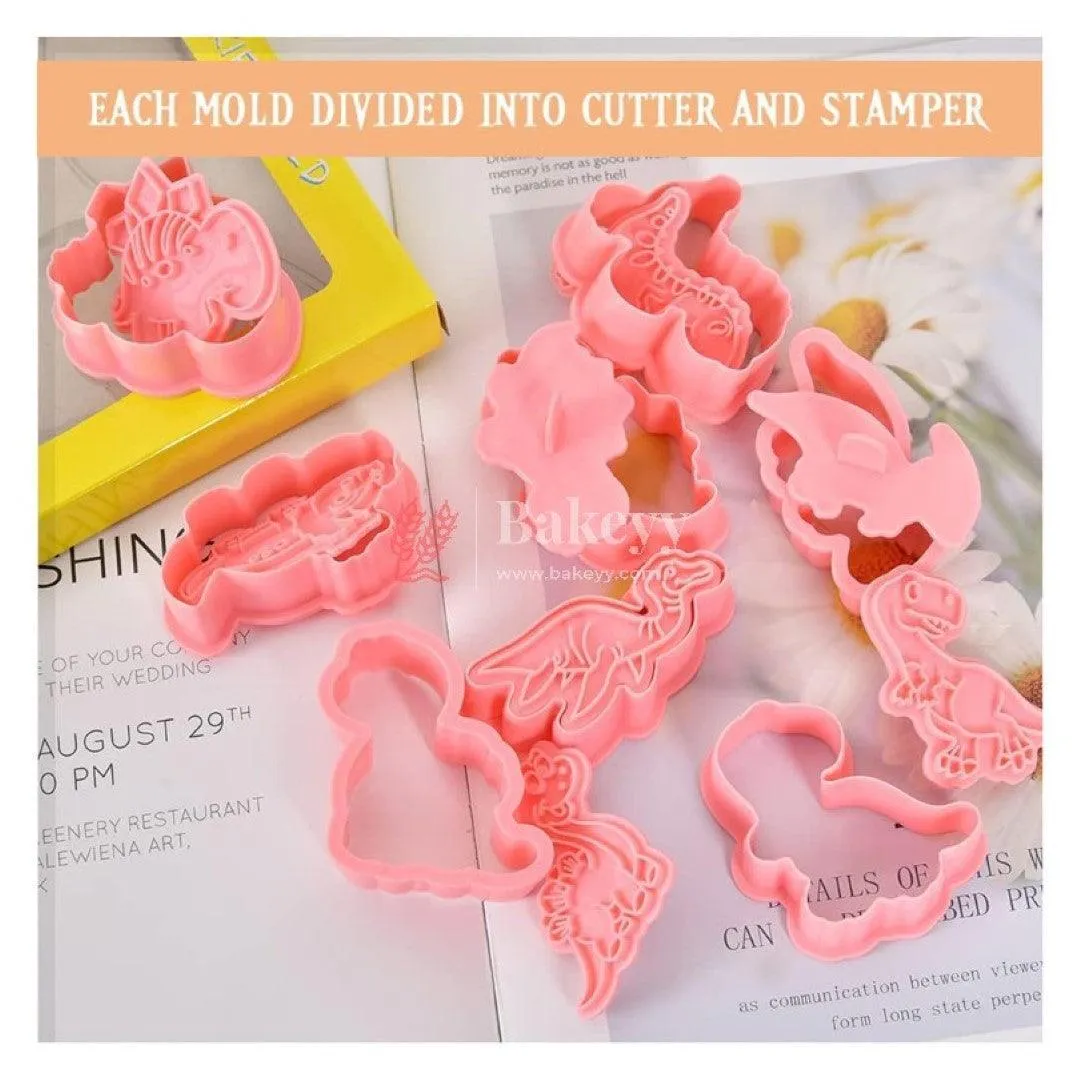 8 Piece Dinosaur Cookie Cutters, Children's 3D Fondant Biscuit Cutters| Perfect for Baking and DIY Craft Projects