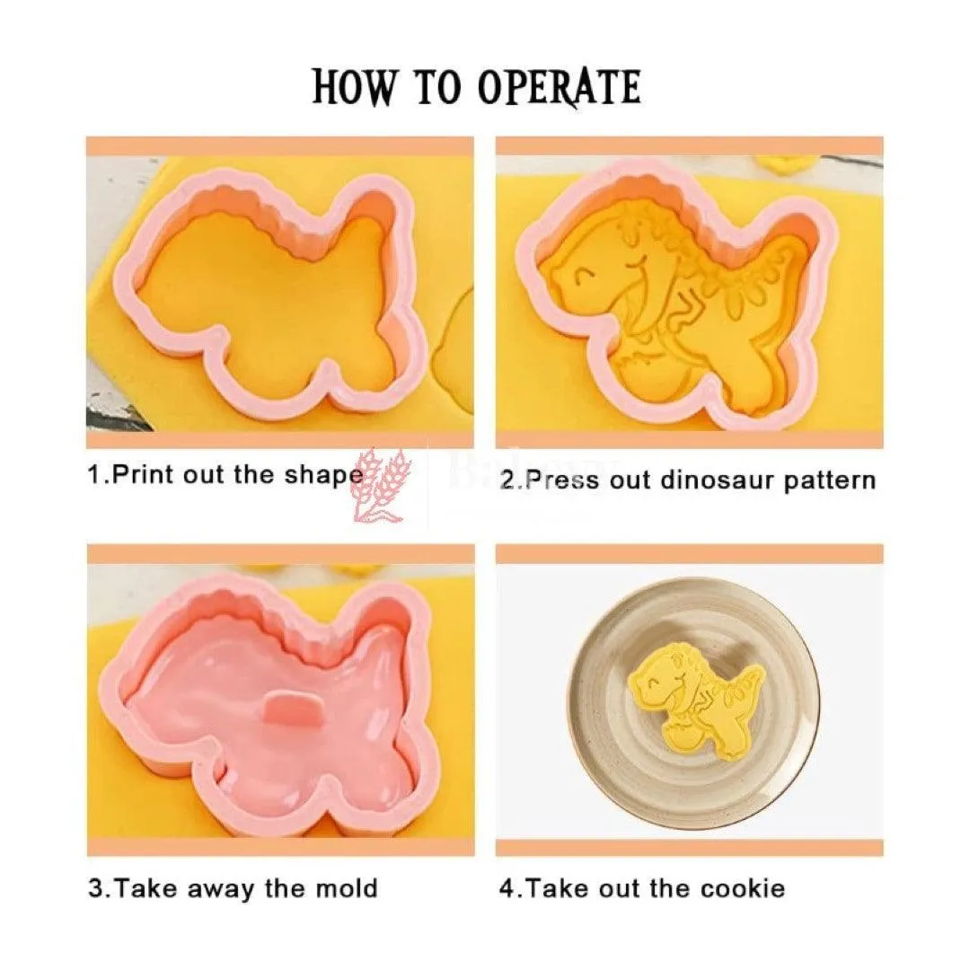 8 Piece Dinosaur Cookie Cutters, Children's 3D Fondant Biscuit Cutters| Perfect for Baking and DIY Craft Projects