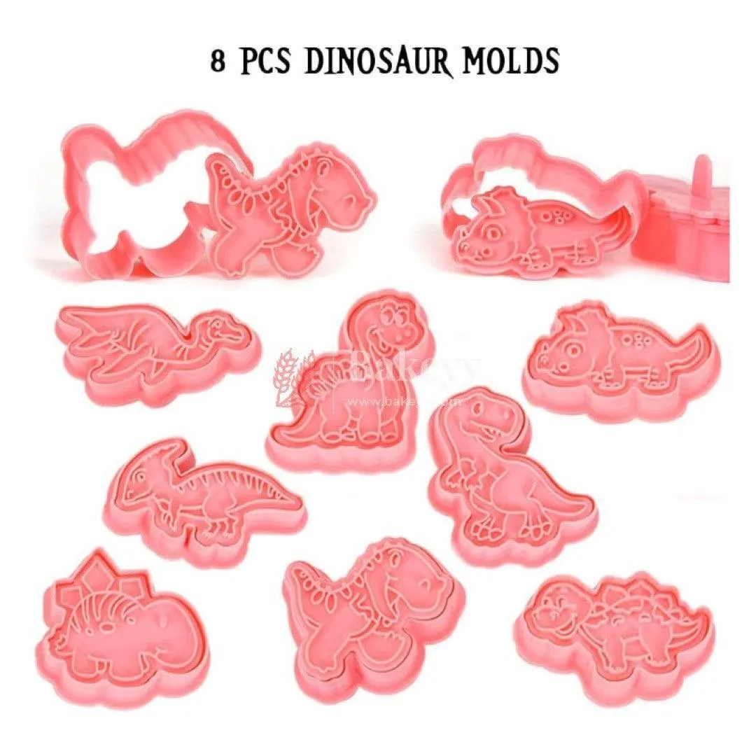 8 Piece Dinosaur Cookie Cutters, Children's 3D Fondant Biscuit Cutters| Perfect for Baking and DIY Craft Projects