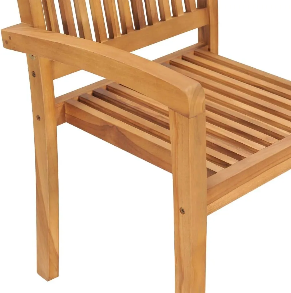 8-Piece Stackable Patio Chairs Set with Cushions, Solid Teak Wood Outdoor Dining Chairs for Garden Pool Beach, Gray Cushions, Water-Resistant Finish, Easy to Clean and Store