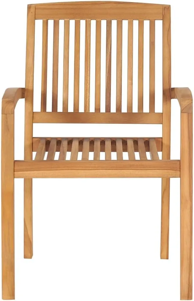 8-Piece Stackable Patio Chairs Set with Cushions, Solid Teak Wood Outdoor Dining Chairs for Garden Pool Beach, Gray Cushions, Water-Resistant Finish, Easy to Clean and Store