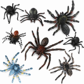 8 Realistic Lifelike Spider Models - Giant, Action, Educational, Halloween Prank Props