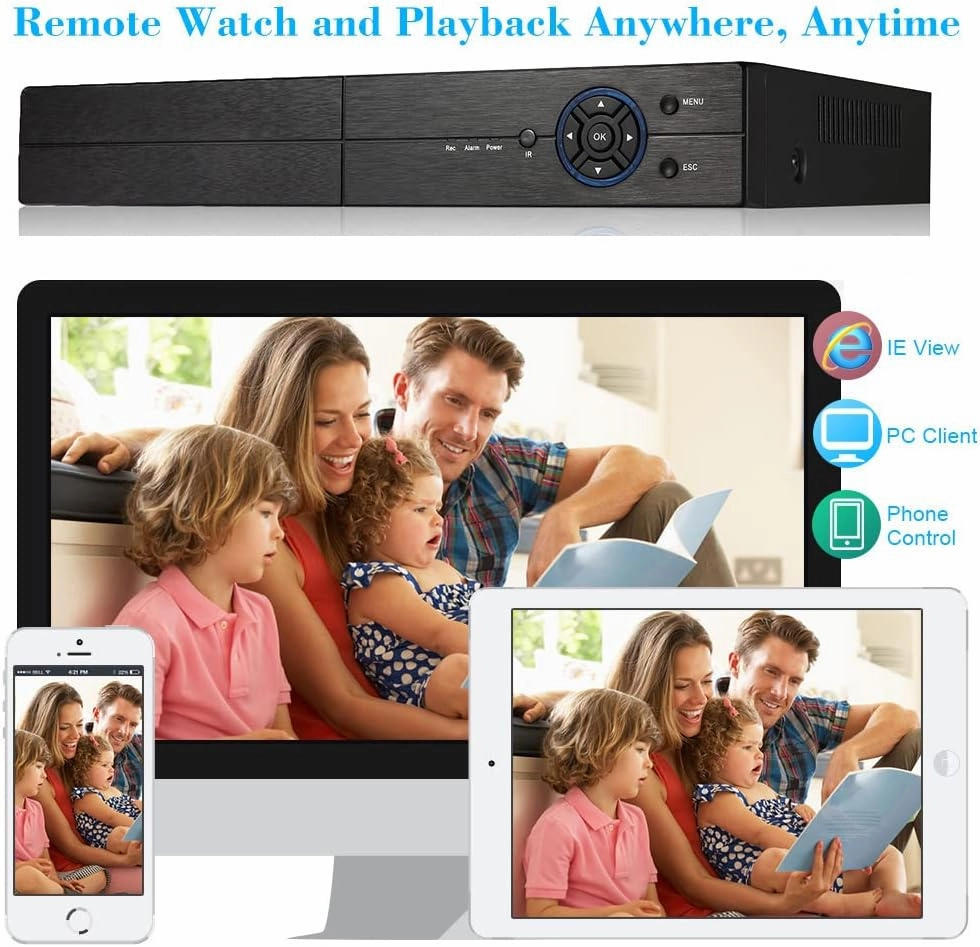8CH 1080P 5-in-1 HD Analog Hybrid DVR&NVR Support 5MP IP Camera 1080P AHD/TVI/CVI Camera & Analog Camera Standalone DVR CCTV Surveillance Security System Video Recorder(No Hard Driver)