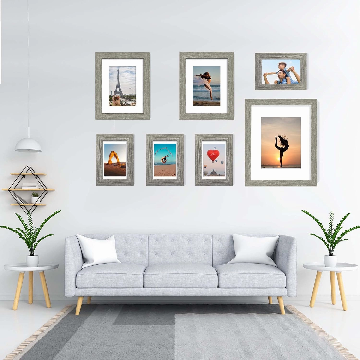 8x10 Picture Frame Set of 2, Grey Photo Frame of Rustic Style, Multi 8 by 10 Photo Frame for Wall or Tabletop Display - 5x7 Frame with Mat or 8x10 Without Mat