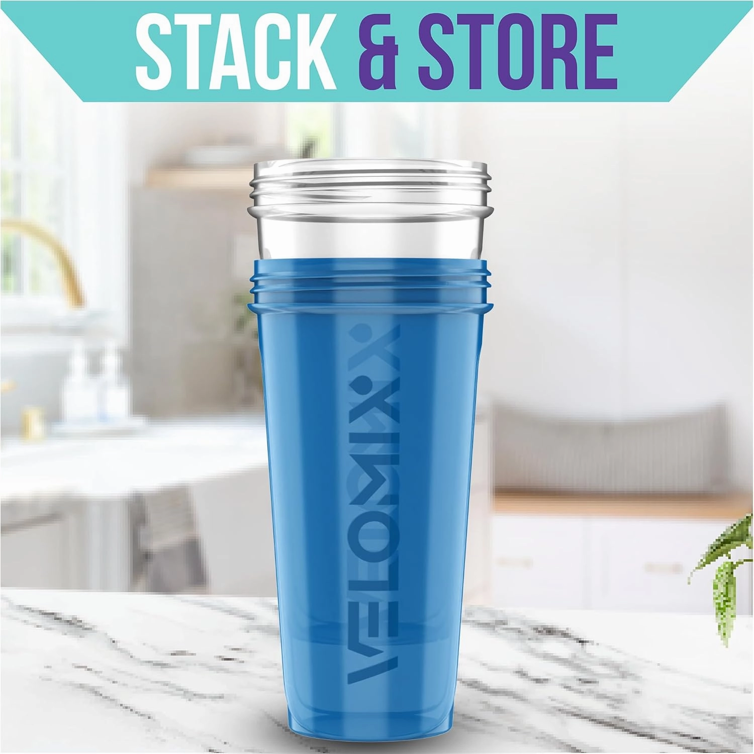 -2 Pack- 28 oz Protein Shaker Bottles for Protein Mixes - 2x Wire Whisk | Leak Proof Shaker Cups for Protein Shakes | Protein Shaker Bottle Pack | Shakers for Protein Shakes-Blue&Transparent