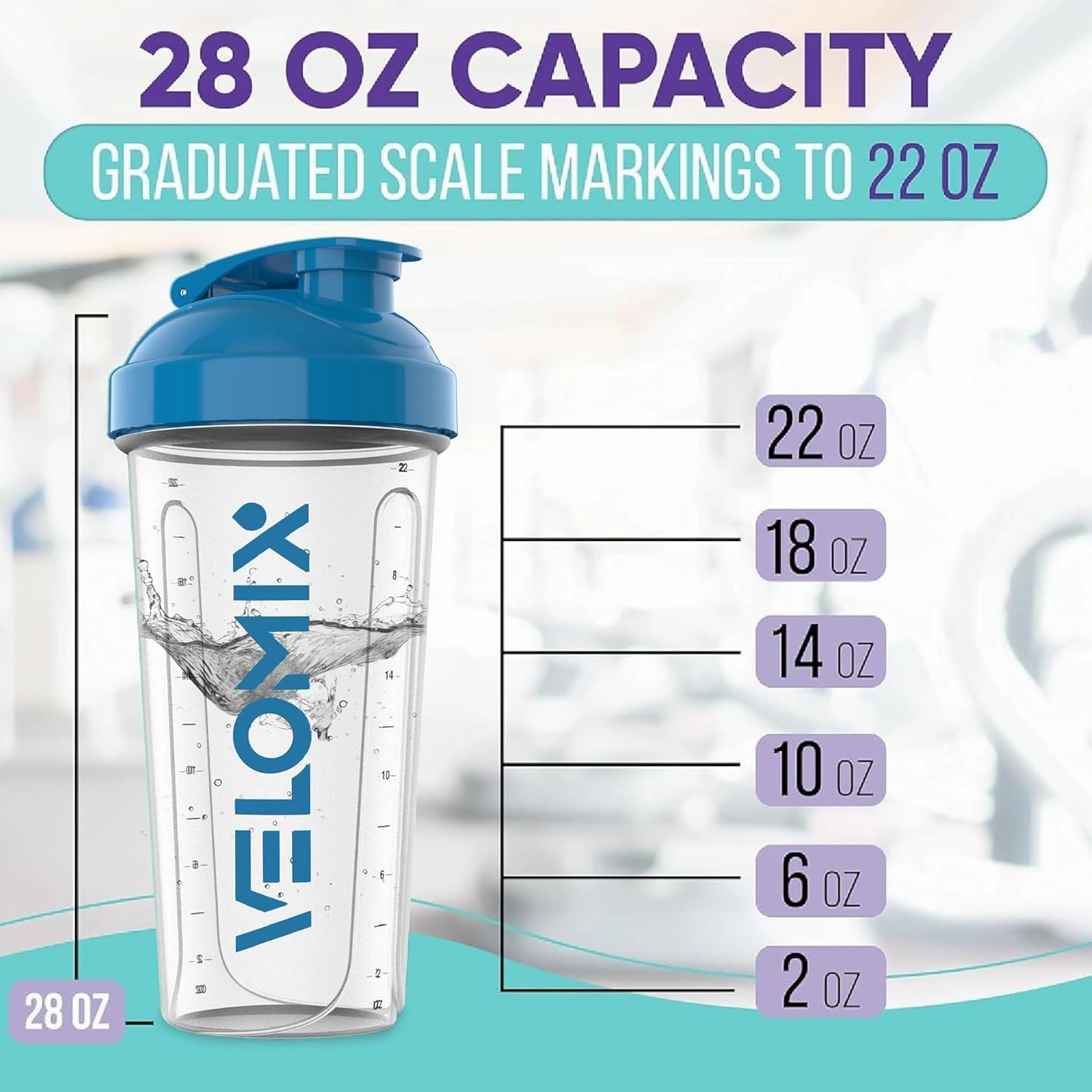 -2 Pack- 28 oz Protein Shaker Bottles for Protein Mixes - 2x Wire Whisk | Leak Proof Shaker Cups for Protein Shakes | Protein Shaker Bottle Pack | Shakers for Protein Shakes-Blue&Transparent