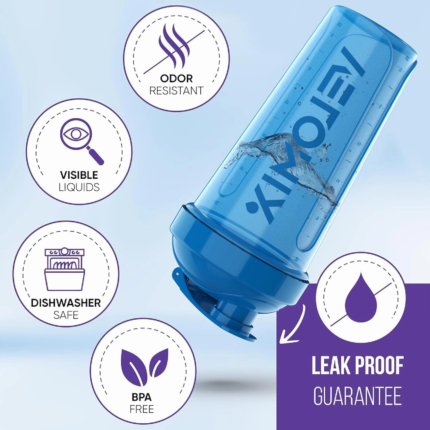 -2 Pack- 28 oz Protein Shaker Bottles for Protein Mixes - 2x Wire Whisk | Leak Proof Shaker Cups for Protein Shakes | Protein Shaker Bottle Pack | Shakers for Protein Shakes-Blue&Transparent