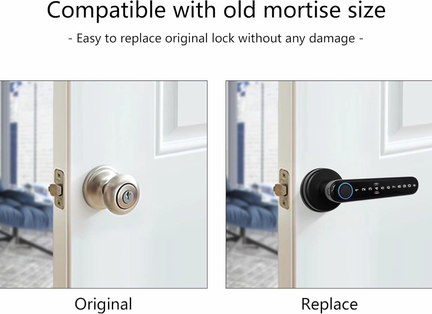 [Upgrade] Smart Lock Fingerprint Door Lock,CATCHFACE TTLock Smart Lock Smart Door Handle with App IC Card,Auto Lock,DIY Install-Perfect for Home,Apartment,Co-Working Space(Black)