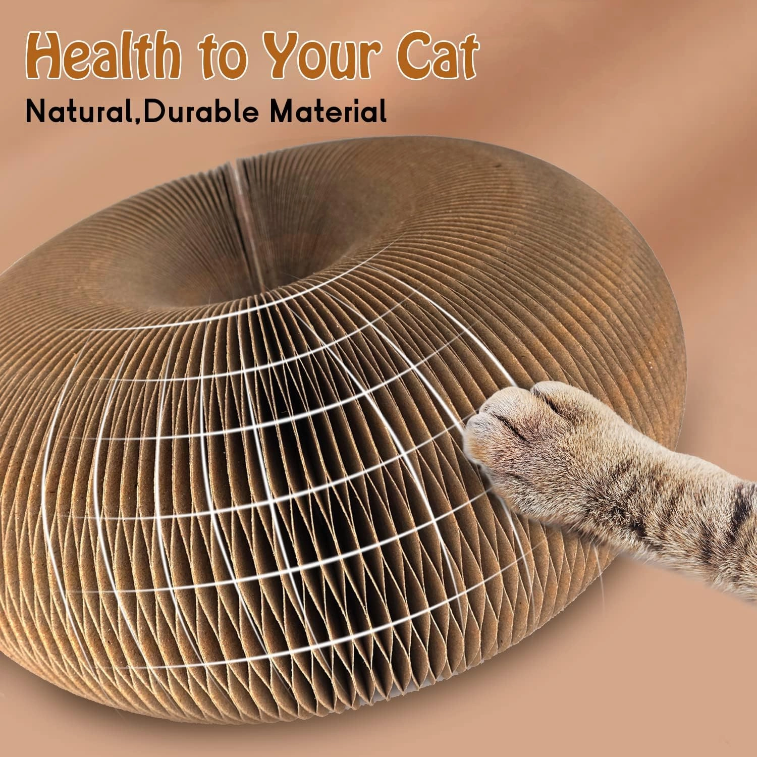 Accordion Cat Toy - Interactive, Durable & Magnetic Cat Scratcher with Bell Ball