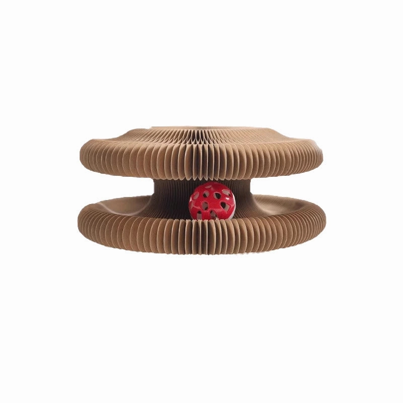 Accordion Cat Toy - Interactive, Durable & Magnetic Cat Scratcher with Bell Ball