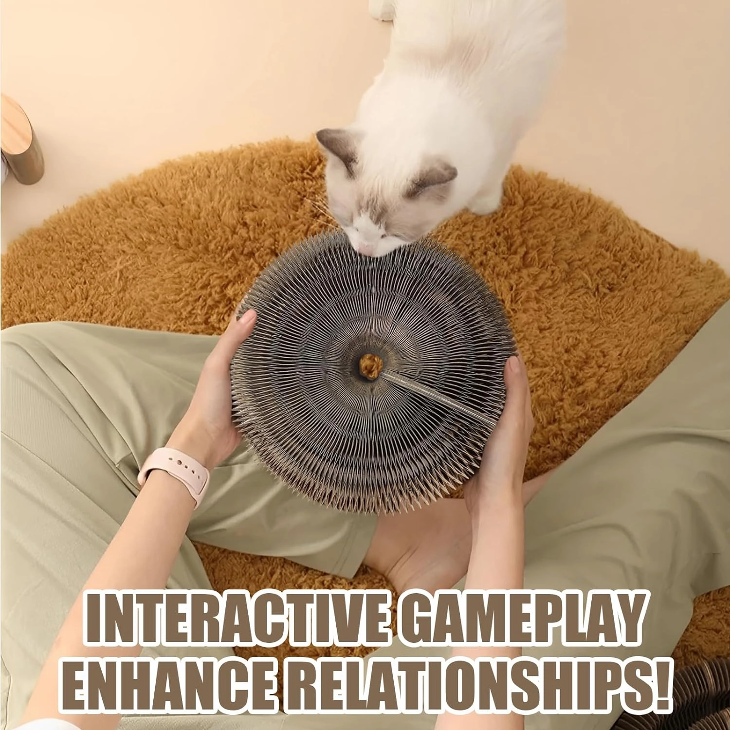 Accordion Cat Toy - Interactive, Durable & Magnetic Cat Scratcher with Bell Ball