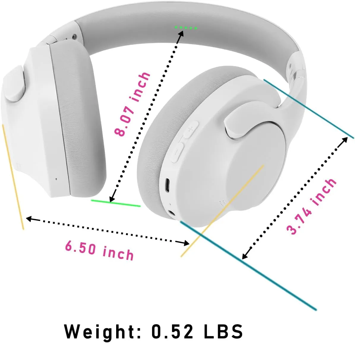 Active Noise Cancelling Headphones Bluetooth Over Ear, 50 Hours Playtime, Bluetooth 5.4 Headphones Wireless, Music & Gaming Headset with Mic, HiFi Stereo, Deep Bass, Soft Earpads for Gym - Grey