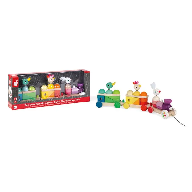 Activity & Educational Toys | Zigolos Giant Multicolour Train | Wooden Toys