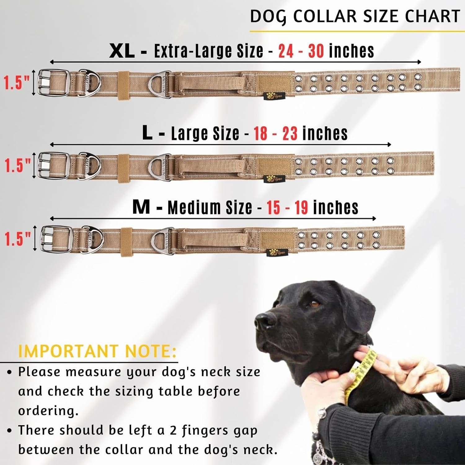 ADITYNA Heavy Duty Dog Collar for Large Dogs - Reflective Collar with Handle for Training, and Walking - Wide, Thick, Tactical, Soft Neoprene Padded