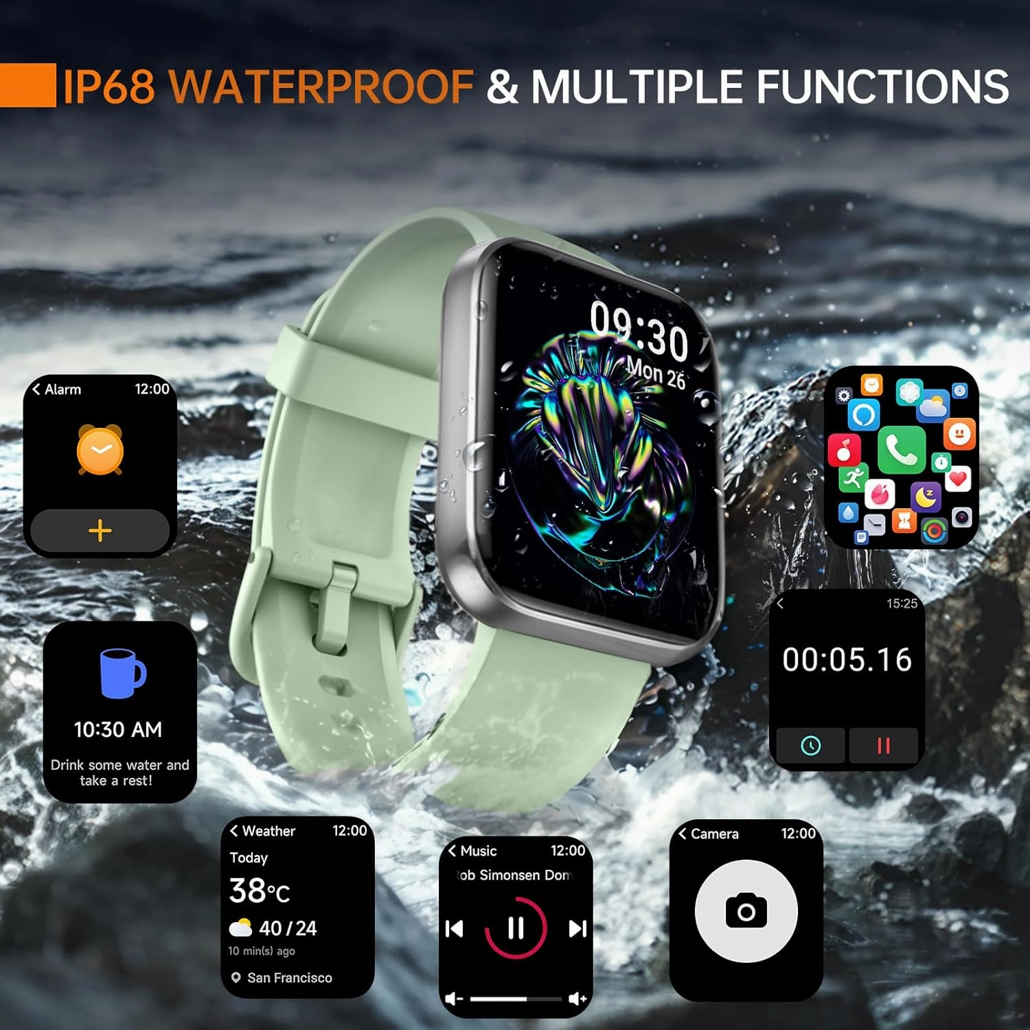 aeac Smart Watch Fitness Watch for Men Women, Alexa Built-in & Stable Bluetooth Call, 100 Sports, IP68 Waterproof Smartwatches for iOS Android
