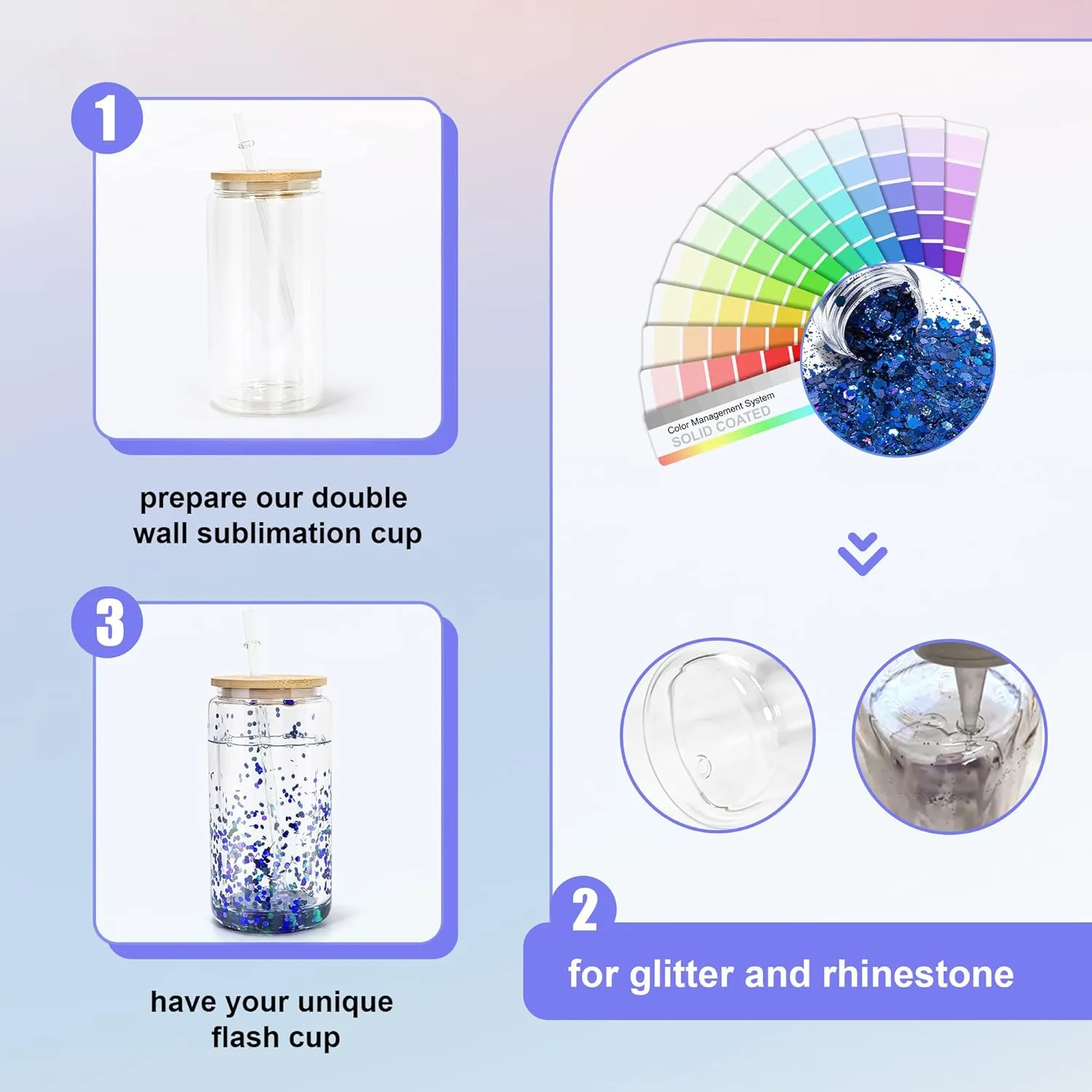 AGH 16OZ Snow Globe Glass Tumbler,8 Pack Sublimation Glass with Bamboo Lids and Straws, Double Wall Sublimation Beer Can Glasses Can Shaped Tumblers with Pre Drilled Hole for DIY