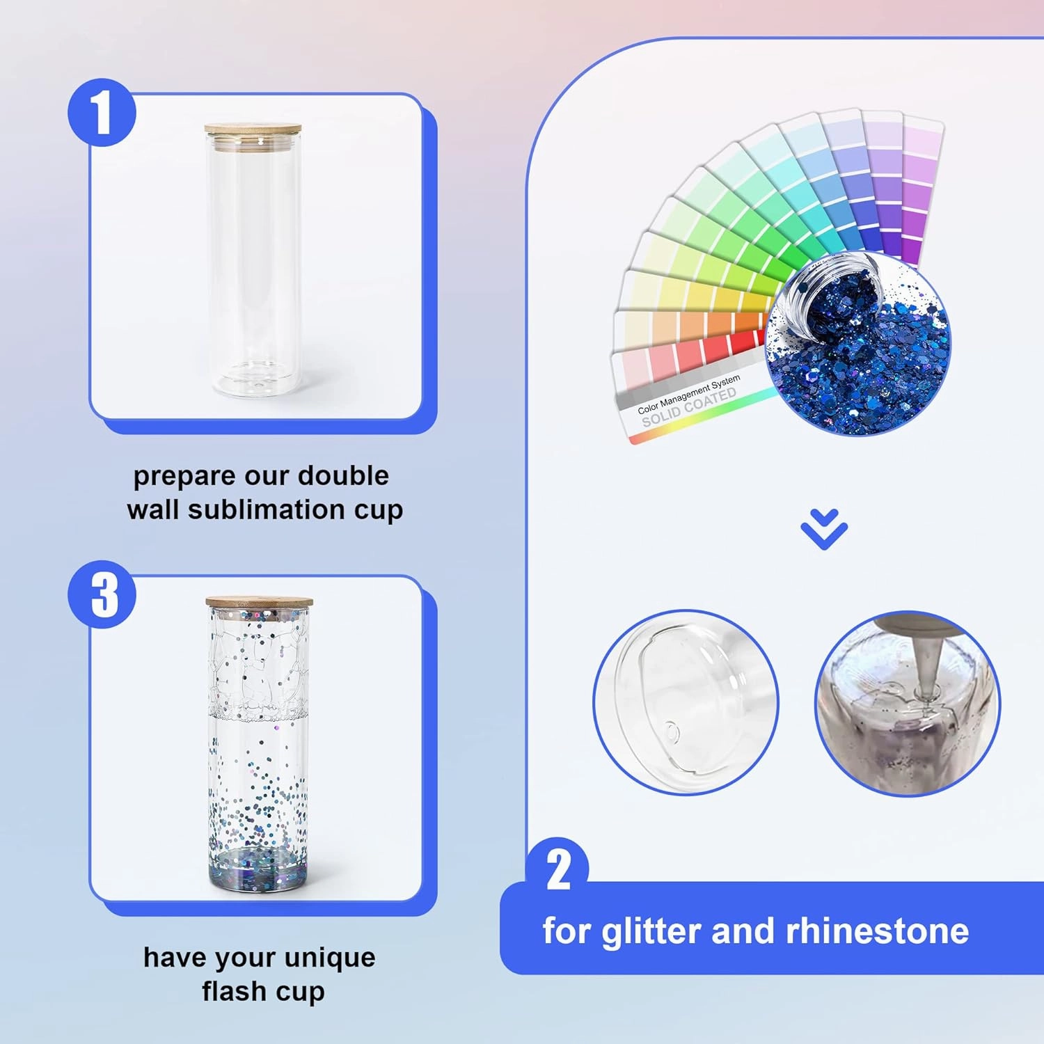 AGH 25OZ Snow Globe Glass Tumbler,2 Pack Sublimation Glass with Bamboo Lids and Straws, Double Wall Sublimation Beer Can Glasses Can Shaped Tumblers with Pre Drilled Hole for DIY