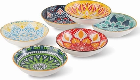 AHX Small Bowls - Ice Cream Dessert Bowl 8.5 oz - Ceramic Bowl Set of 6 - Colorful Shallow Bowl for Side Dish | Snack | Appetizer - Microwave and Dishwasher Safe - 5.5 x 1.3 Inches