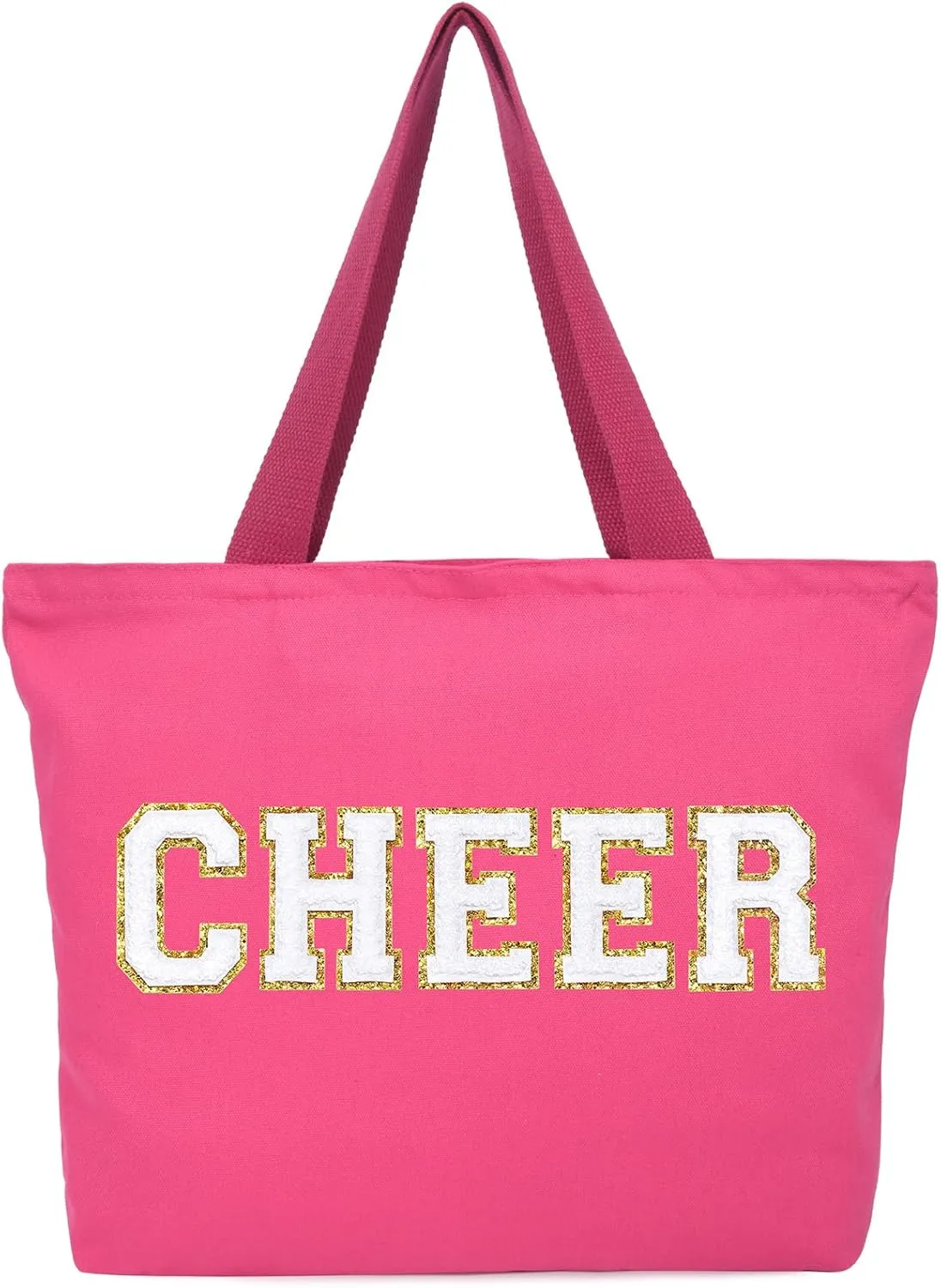 Aileam Cheer Tote Bag for Cheerleaders Cheer Bag Reusable Shopping Bag with Zipper Pocket Perfect Cheer Stuff Gift for Girls Coaches