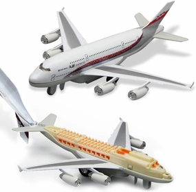 Airplane Toys, Bump and Go Action, Pull Back Die Cast Model Plane with Lights & Sounds, 3D Anatomy View, Aircraft Vehicles Gift for Kids Toddler Boys Ages 3 (White)
