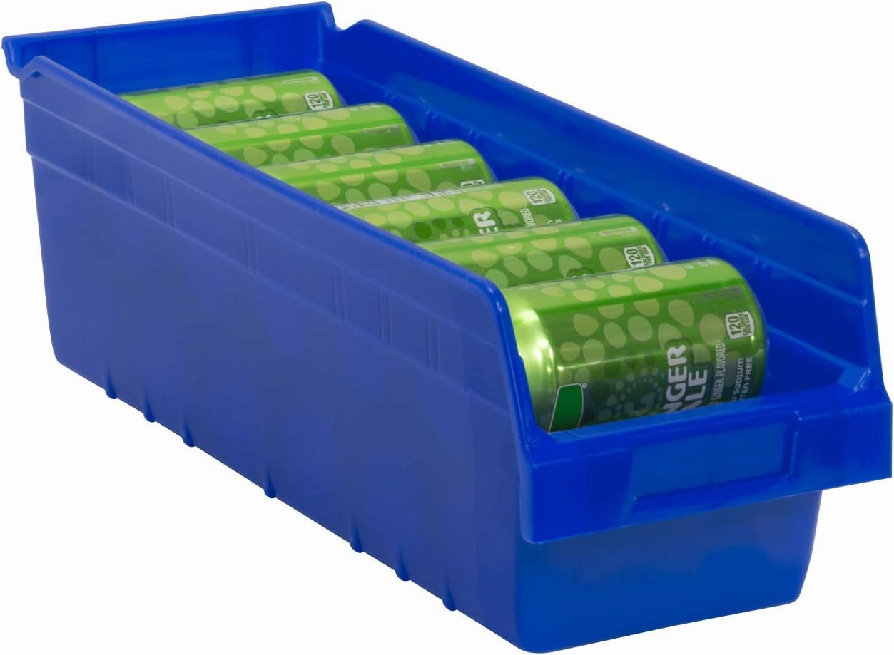 Akro-Mils 30098 ShelfMax Plastic Nesting Shelf Bin Box, 18-Inch Length x 6.75 Inch Width x 6-Inch Height, Blue (10-Pack)