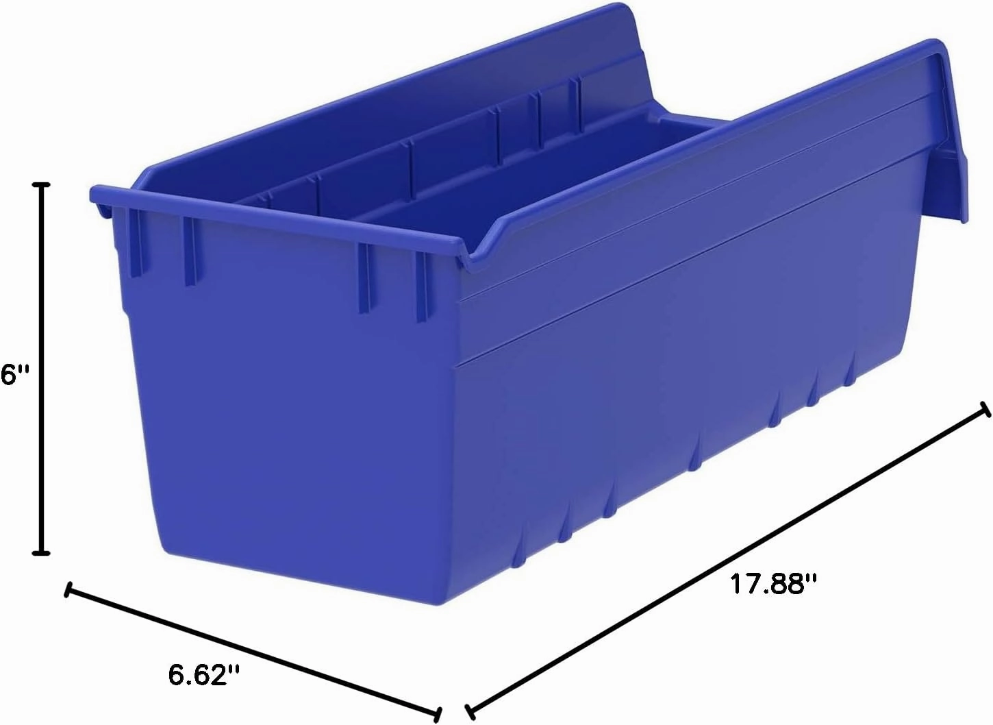 Akro-Mils 30098 ShelfMax Plastic Nesting Shelf Bin Box, 18-Inch Length x 6.75 Inch Width x 6-Inch Height, Blue (10-Pack)