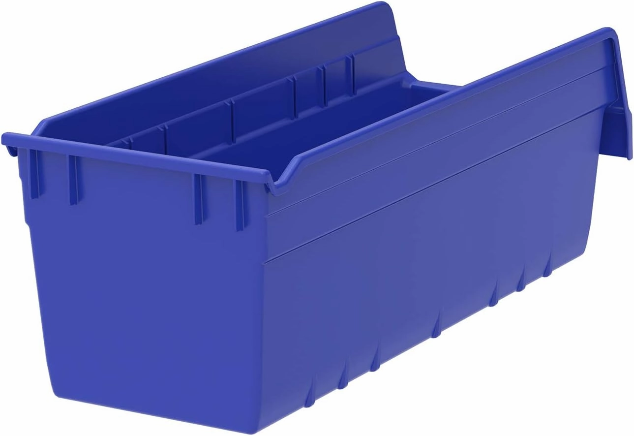 Akro-Mils 30098 ShelfMax Plastic Nesting Shelf Bin Box, 18-Inch Length x 6.75 Inch Width x 6-Inch Height, Blue (10-Pack)