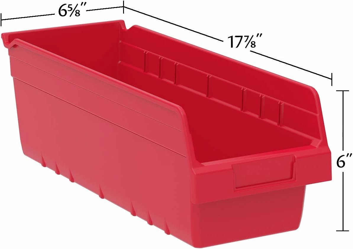Akro-Mils 30098 ShelfMax Plastic Nesting Shelf Bin Box, 18-Inch Length x 6.75 Inch Width x 6-Inch Height, Blue (10-Pack)