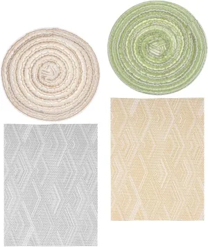 Alasum 4Pcs Dollhouse Rugs, Miniature Modern Floor Mats for Dollhouse Decoration, Assorted Shapes and Colors, 11.81 X 8.85 Inches, Cloth Material