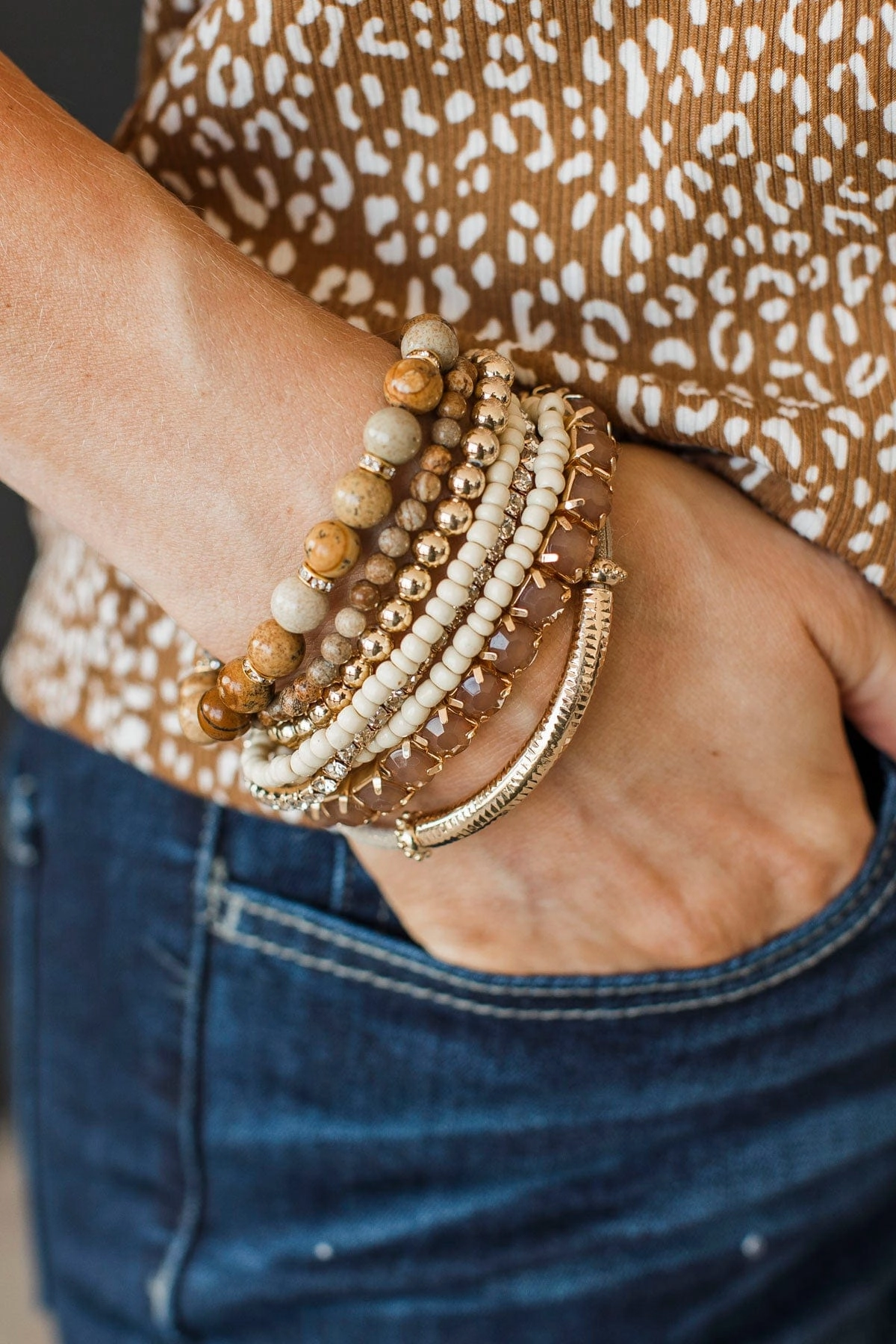 All About Style Beaded Bracelet Set- Brown