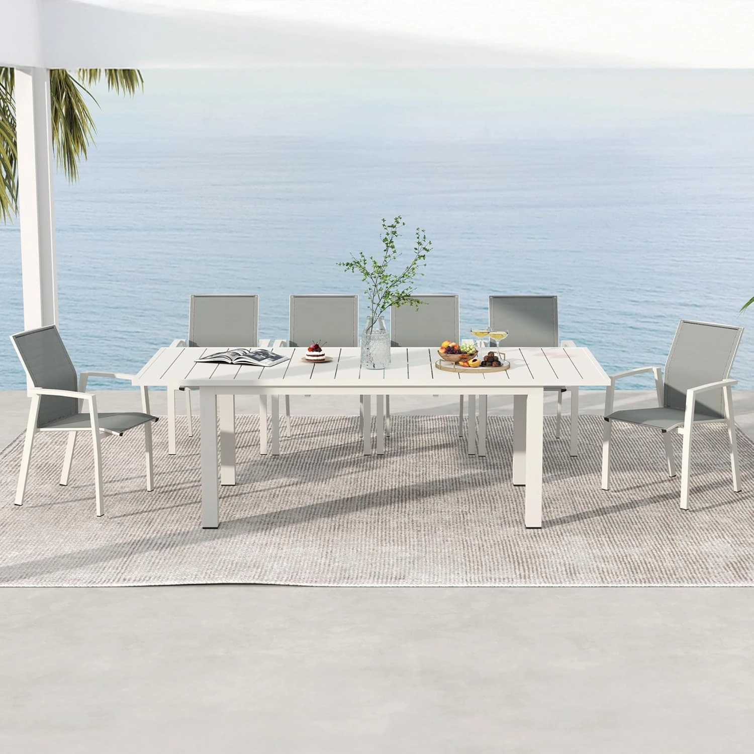 Aluminum Patio Chairs Set of 4, Fully Assembled Outdoor Dining Chairs with 360 lbs Weight Capacity, Stackable Outdoor Patio Furniture with Quick Drying Breathable Textilene Fabric for Backyard, Garden