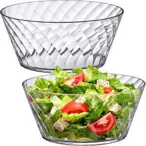 Amazing Abby - Bonita - 130-Ounce Plastic Serving Bowls (Set of 2), 10-Inch Clear Salad Bowl Set, BPA-Free, Shatter-Proof, Dishwasher-Safe, Stackable, Great for Salad, Fruit, Cereal, Snack, and More
