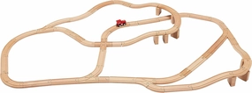 Amazon Basics 65-piece Wooden Train Railway Construction Set with Track - Compatible and Train Railroad, Wooden Toys for Kids, Gift for Age 3Y 