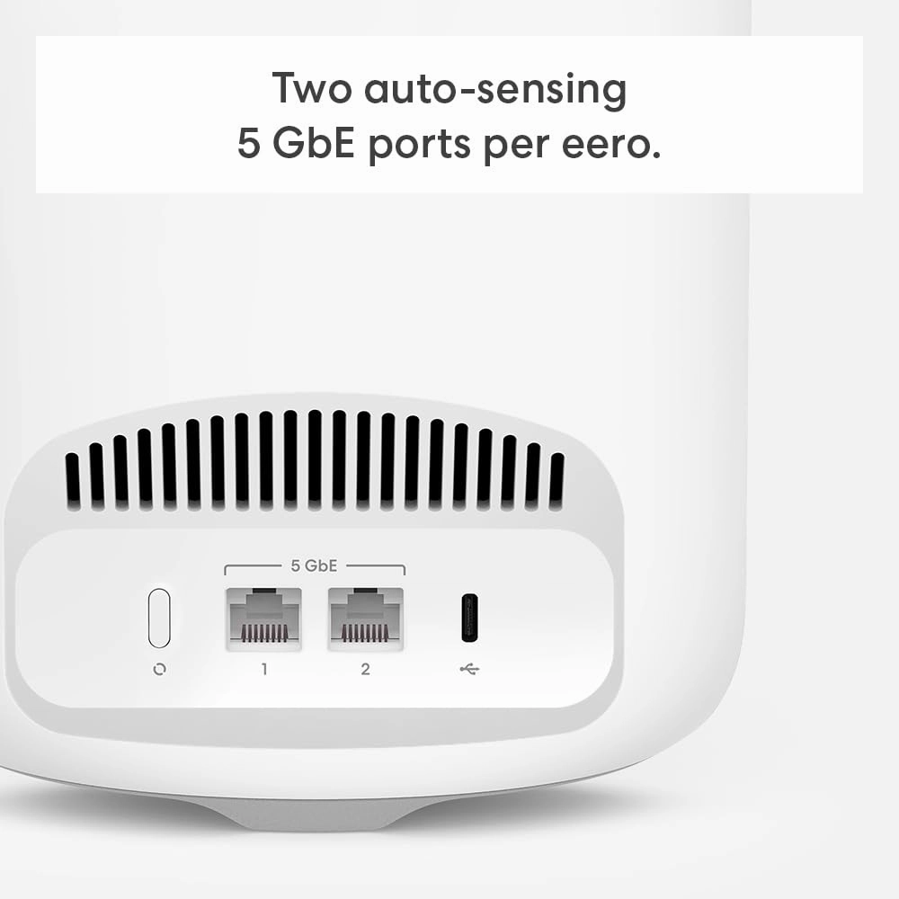 Amazon eero Pro 7 with 1 month free eero Plus (auto-renews) - Supports internet plans up to 5 Gbps, Coverage up to 4,000 sq. ft., Connect 400  devices, 2-pack
