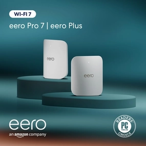 Amazon eero Pro 7 with 1 month free eero Plus (auto-renews) - Supports internet plans up to 5 Gbps, Coverage up to 4,000 sq. ft., Connect 400  devices, 2-pack