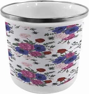 Ambesonne Anemone Flower Metal Camping Cup, Bouquets of Roses Anemones Eustoma Colorful Corsage Bedding Plants Design, Stainless Steel Mug for Indoor and Outdoor Activities, Multicolor