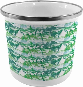 Ambesonne Palm Leaf Metal Camping Cup, Exotic Fantasy Abstract Coconut Tree Silhouettes Green Jungle, Stainless Steel Mug for Indoor and Outdoor Activities, Forest Green Lime Green