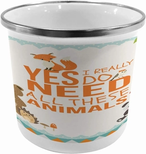 Ambesonne Saying Metal Camping Cup, Yes I Really Do Need All These Turtles Wonders Under The Sea Cartoon Artwork, Stainless Steel Mug for Indoor and Outdoor Activities