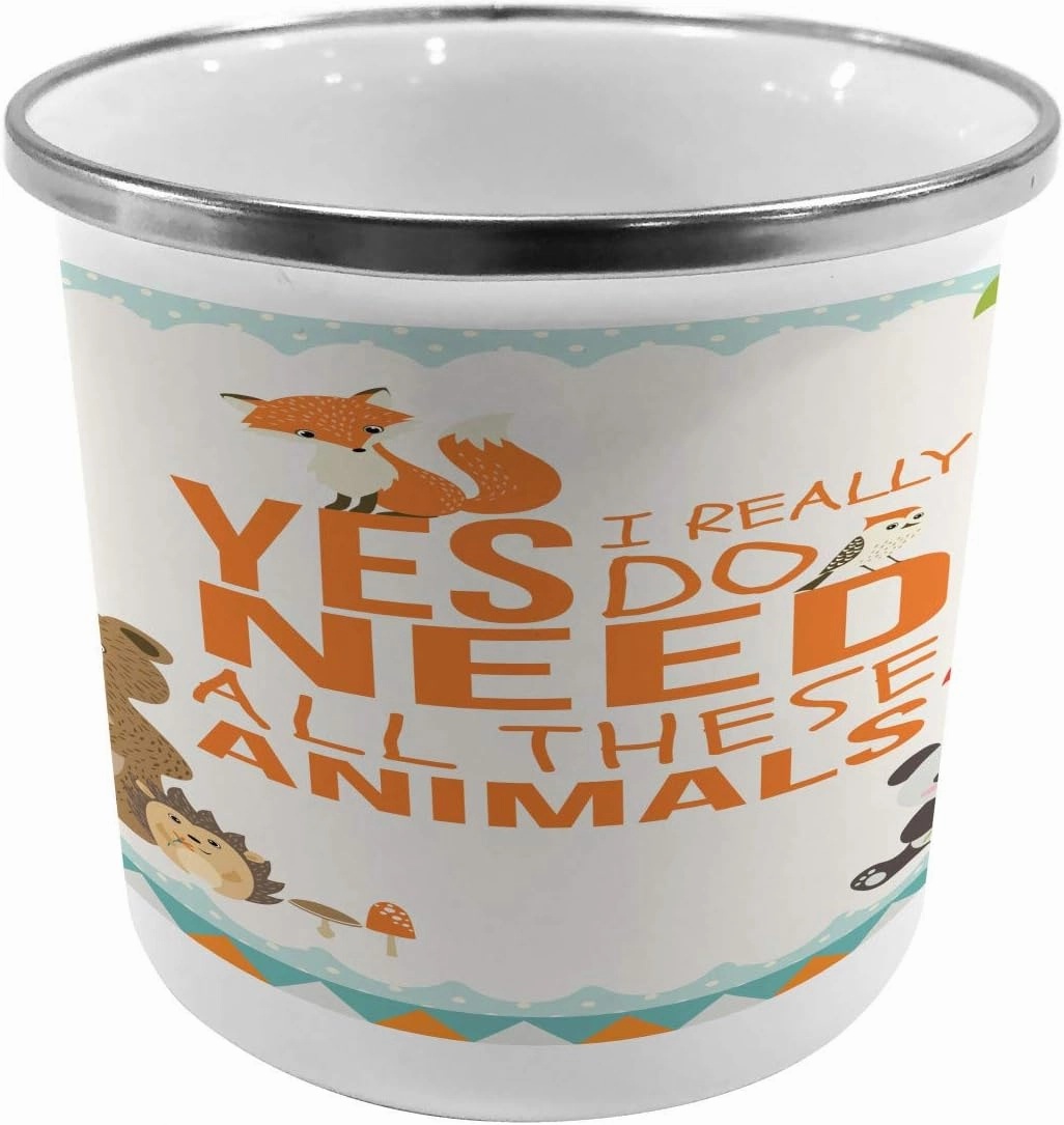 Ambesonne Saying Metal Camping Cup, Yes I Really Do Need All These Turtles Wonders Under The Sea Cartoon Artwork, Stainless Steel Mug for Indoor and Outdoor Activities