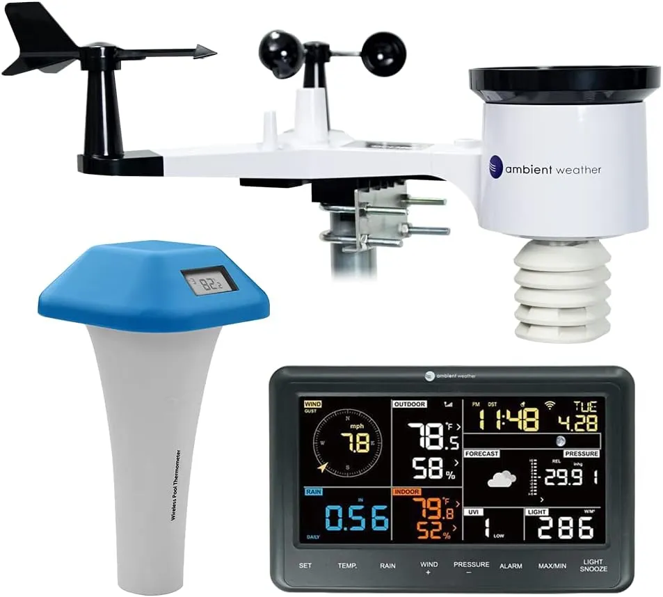 Ambient Weather WS-2902 Pool Bundle - Smart Weather Station for The Pool w/WiFi Remote Monitoring and Alerts